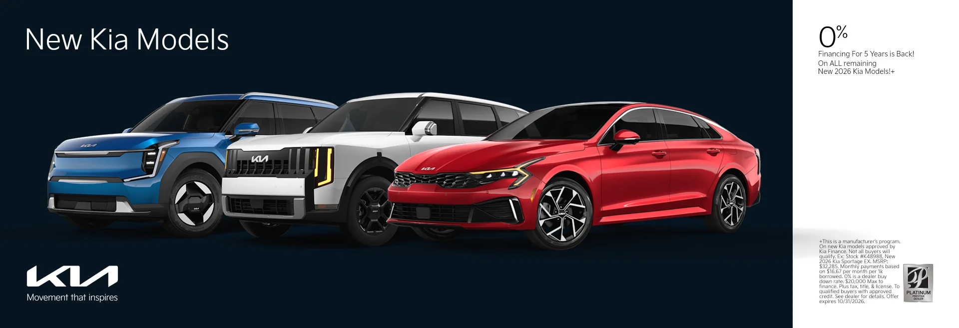 New Kia Models 0% Financing